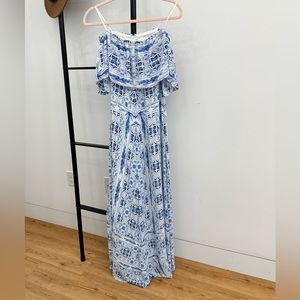 Amanda Uprichard off the shoulder maxi dress.